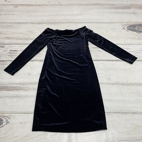 Three Dots Velvet Dress Long Sleeve Square Neck Black Size Small S - Picture 11 of 16
